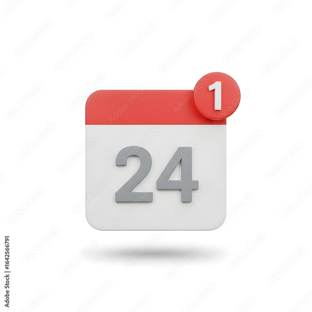 Calendar Notification Icon with Number 24. Calendar Notification Icon with Number 24.