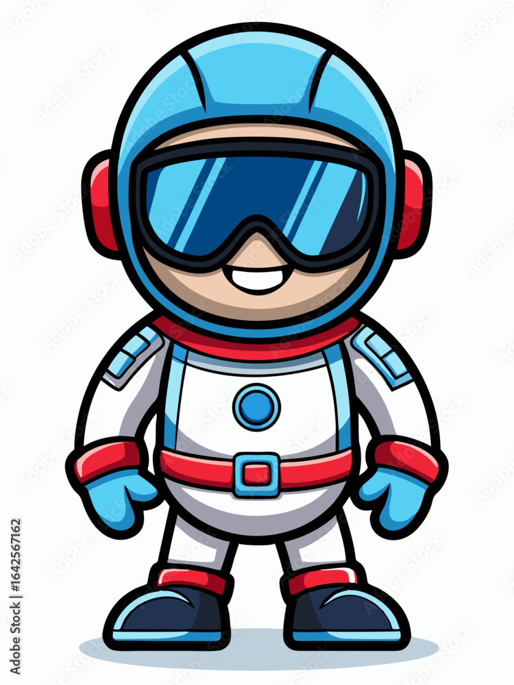 Obraz premium colorful illustration of a cartoon astronaut mascot, isolated on white background
