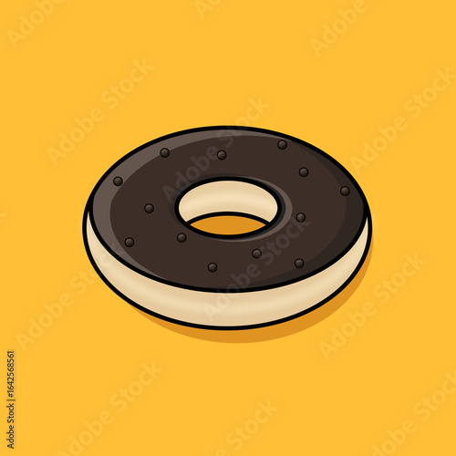 Chocolate Glazed Donut Cartoon Illustration With Background