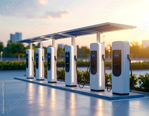 Wallpaper Mural Electric vehicle charging station with solar panels for ev charging Torontodigital.ca