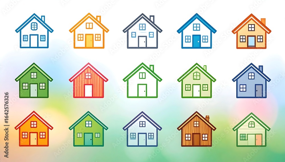 Fototapeta premium Colorful house icons (5)