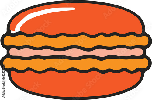 Orange french macaron sweet dessert vector art icon