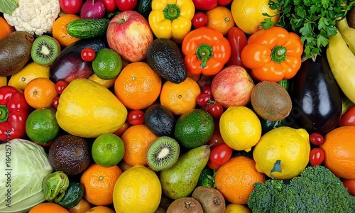 Colorful assortment of fruits and vegetables