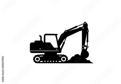 Wallpaper Mural Black Excavator Silhouette Digging Soil Construction Equipment. Torontodigital.ca