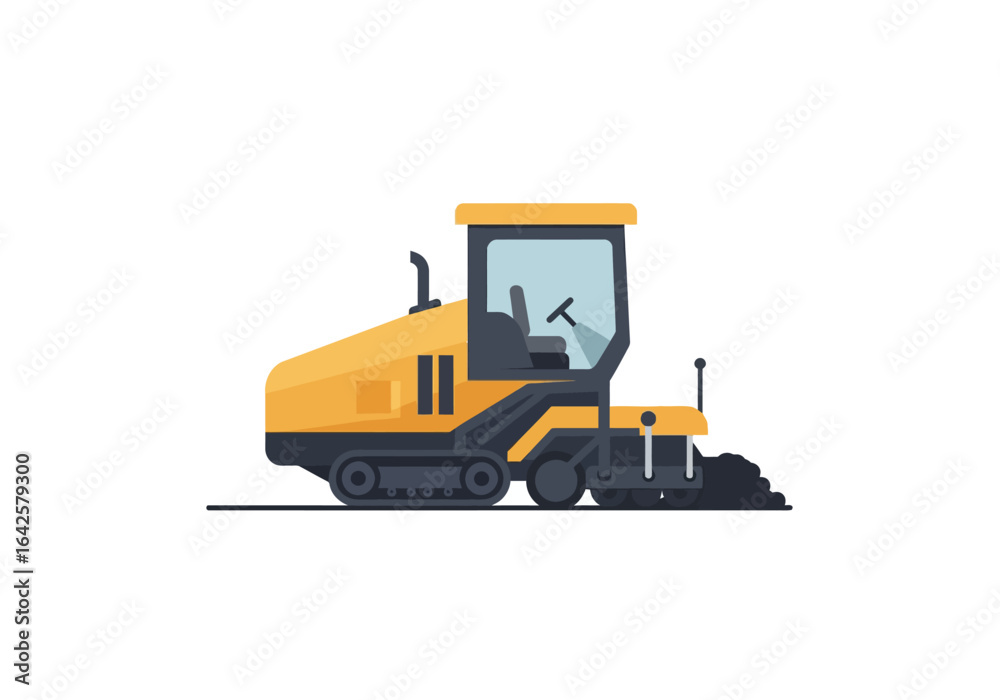 Naklejka premium Yellow Asphalt Paver Machine Illustration on White Background.