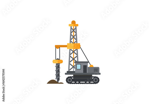 Flat Vector Illustration of a Drilling Rig Machine.
