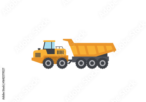 Cartoon Style Yellow Dump Truck Illustration.