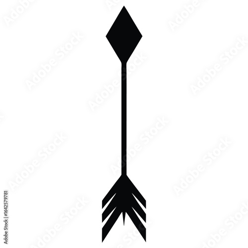Black arrow with diamond tip and fletching white