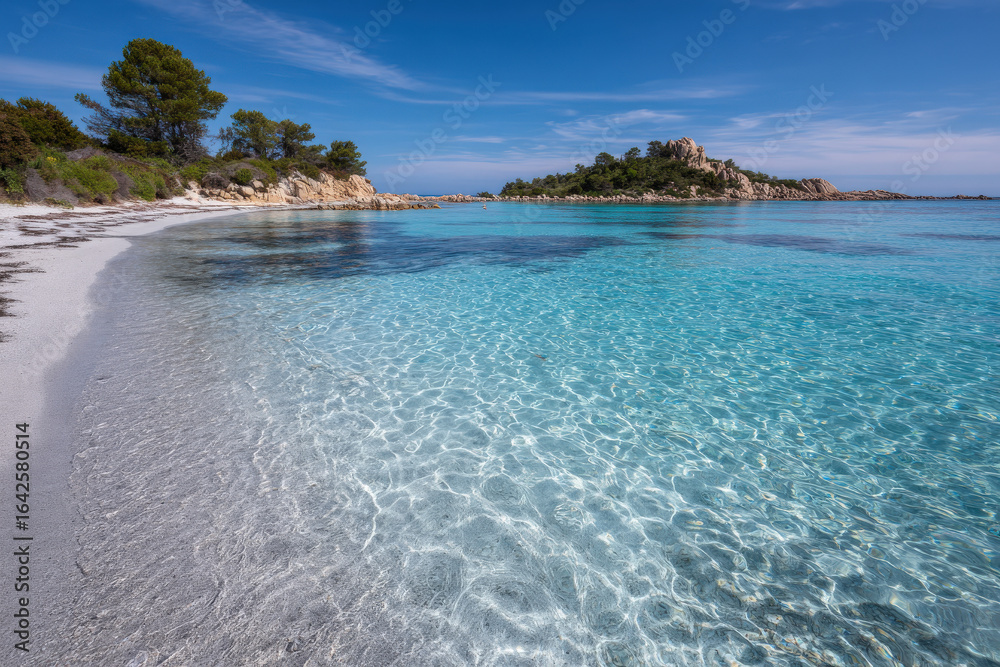 Fototapeta premium experience enchanting beach life of sardinia where turquoise waves gently kiss sunkissed sand
