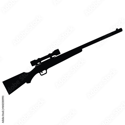 Black silhouette of a rifle with scope firearm weapon