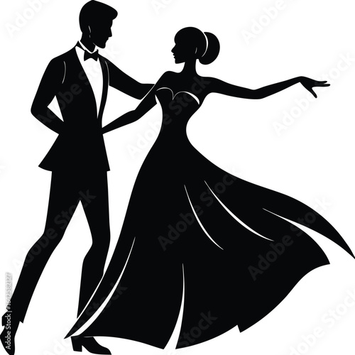 Elegant couple dancing in silhouette formal