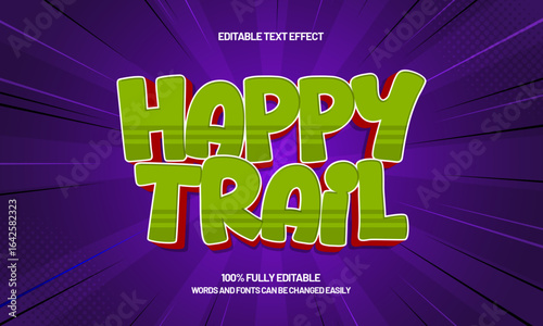 happy trail editable text effect with a gaming and play text style