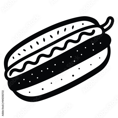 Hot dog with wavy mustard sausage condiment