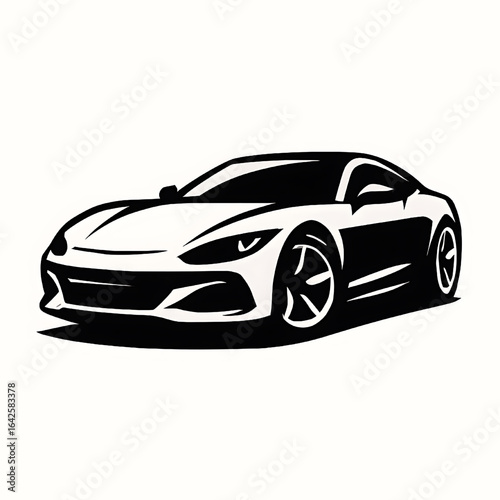 Modern sports car vector illustration. A sleek, black silhouette of a high-performance luxury vehicle, symbolizing speed, power, and wealth. For automotive design.