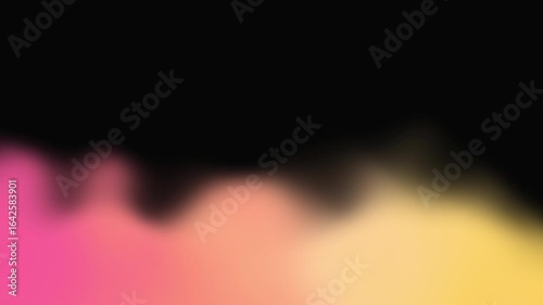  Colorful gradient liquid motion with smooth pink orange yellow flow on black background