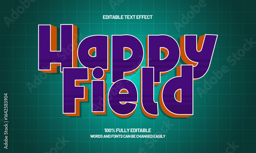 happy field editable text effect with a gaming and play text style