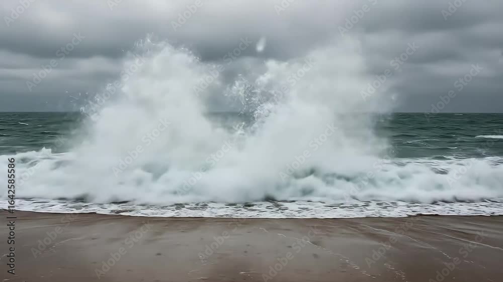 Powerful ocean wave explosion at shore Powerful ocean wave explosion at shore