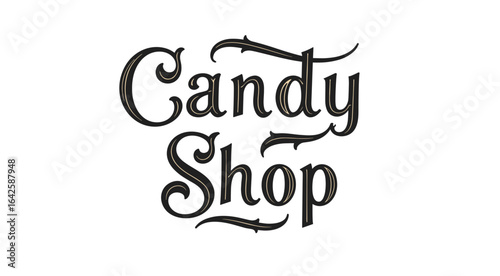 Candy shop logo design in vintage style with elegant lettering  