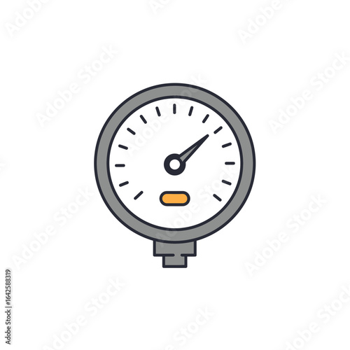 Gray Circular Pressure Gauge with Orange Indicator