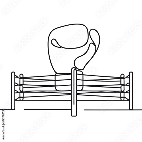 Boxing glove on the ring illustration in minimalist style  