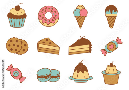 Pixel Art Dessert Icons: Pastel Sweet Treats Collection