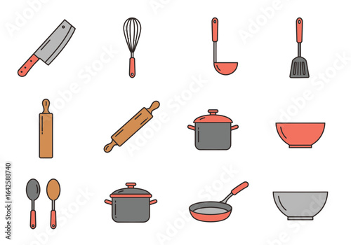 Pixel Art Cooking Utensils and Cookware Icons
