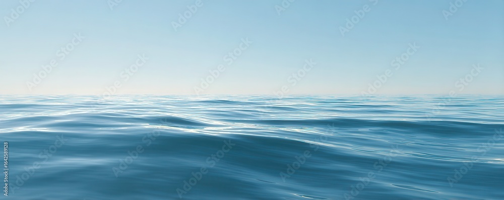 Obraz premium Calm Blue Sea with Gentle Waves under Pale Blue Sky on a Sunny Day
