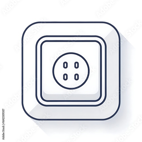 Simple outline drawing of a round button on a square plate Free Download Simple outline drawing of a round button on a square plate - GFXLoad
