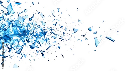 Shattered blue glass abstract background