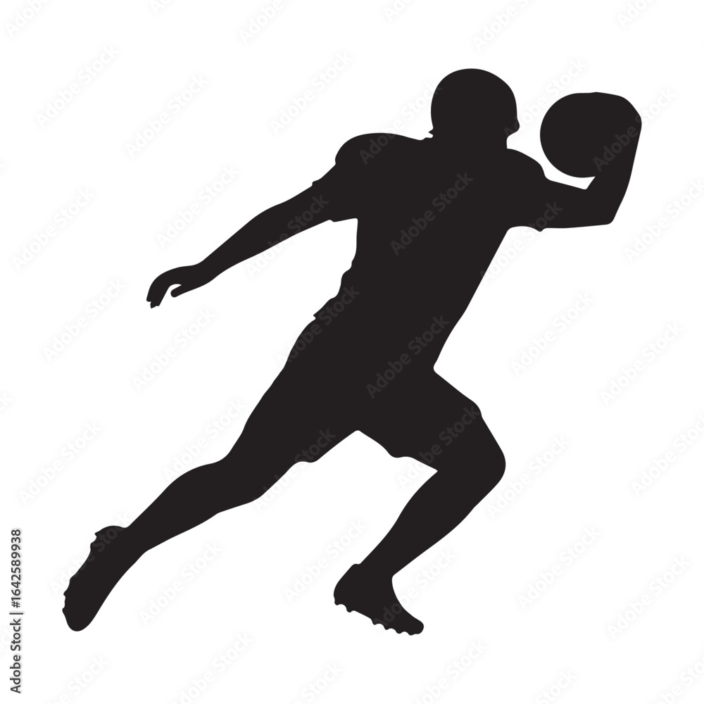 Naklejka premium Football player silhouette shielding ball from opponent on white background 