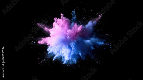 Colorful Explosion of Powder Against Black Background