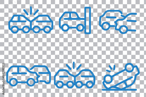 Car accident icon set, vector vector illustration on white background.