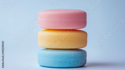 Colorful Stacked Soap Bars on Light Background for Refreshing Aesthetic