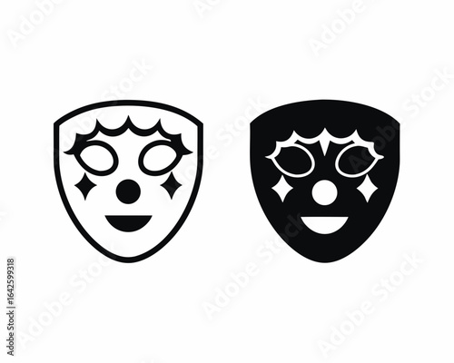 Clown Mask icon vector silhouette illustration isolated on white background