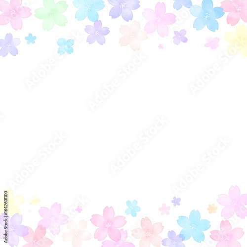 Delicate pastel cherry blossoms border design.