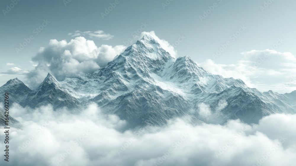 Obraz premium Snowy mountain peak above clouds (2)