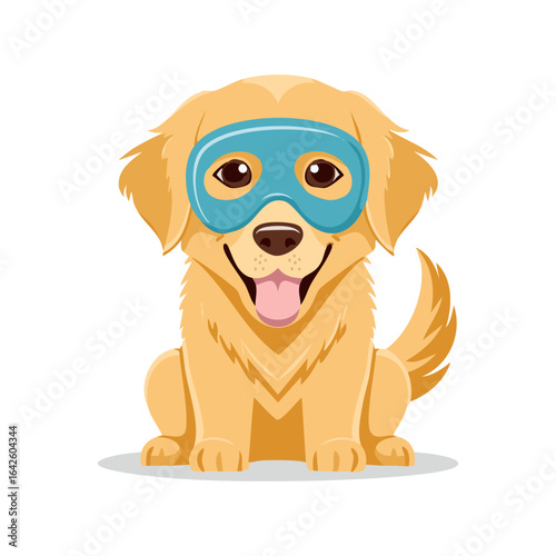 Simple Illustration Cute Golden Retriever with Theater Mask
