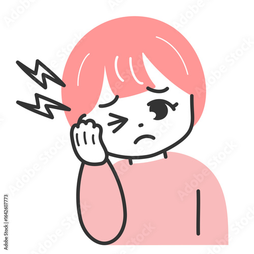 頭痛に苦しむ女性のかわいいイラスト
