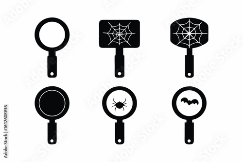set of Broken Mirror icon vector silhouette illustration isolated on white background