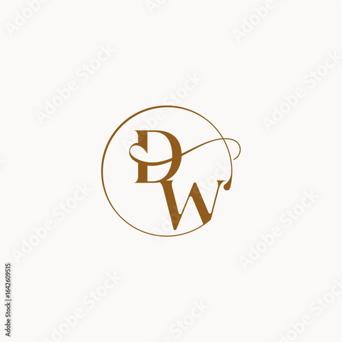 circle fows wedding logo DW luxurius feeling with flow monogram elegant style letter