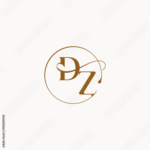 circle fows wedding logo DZ luxurius feeling with flow monogram elegant style letter