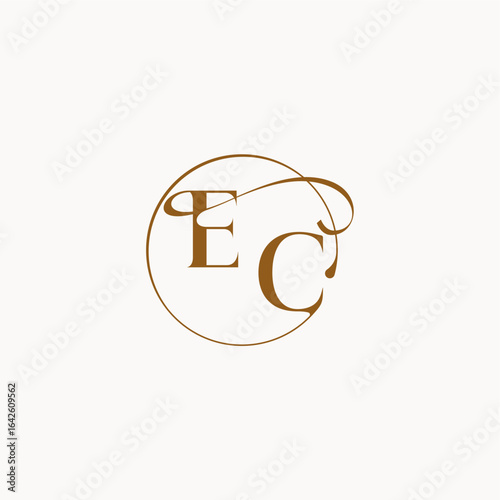 circle fows wedding logo EC luxurius feeling with flow monogram elegant style letter