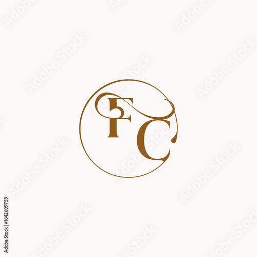 circle fows wedding logo FC luxurius feeling with flow monogram elegant style letter