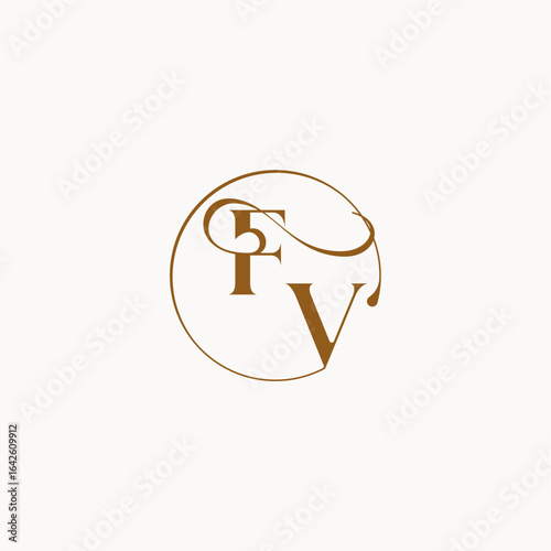 circle fows wedding logo FV luxurius feeling with flow monogram elegant style letter