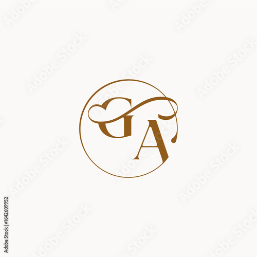 circle fows wedding logo GA luxurius feeling with flow monogram elegant style letter