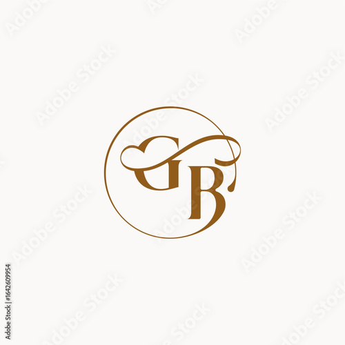circle fows wedding logo GB luxurius feeling with flow monogram elegant style letter