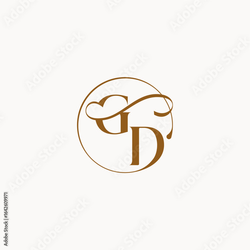 circle fows wedding logo monogram elegant style letter luxurius feeling with flow GD