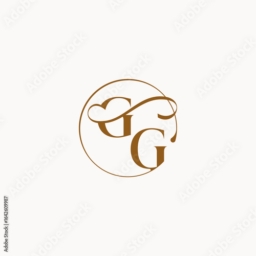 circle fows wedding logo monogram elegant style letter luxurius feeling with flow GG
