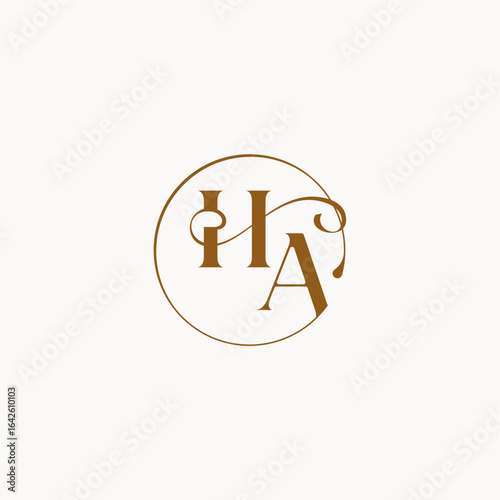 circle fows wedding logo monogram elegant style letter luxurius feeling with flow HA