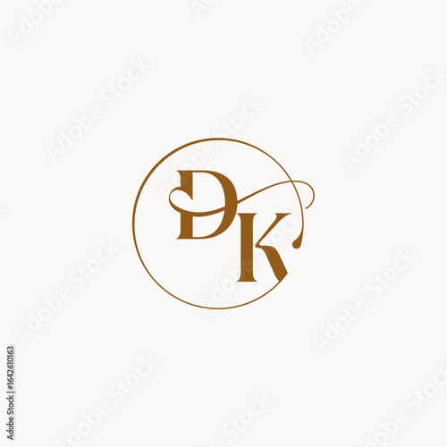 circle fows wedding logo DK luxurius feeling with flow monogram elegant style letter